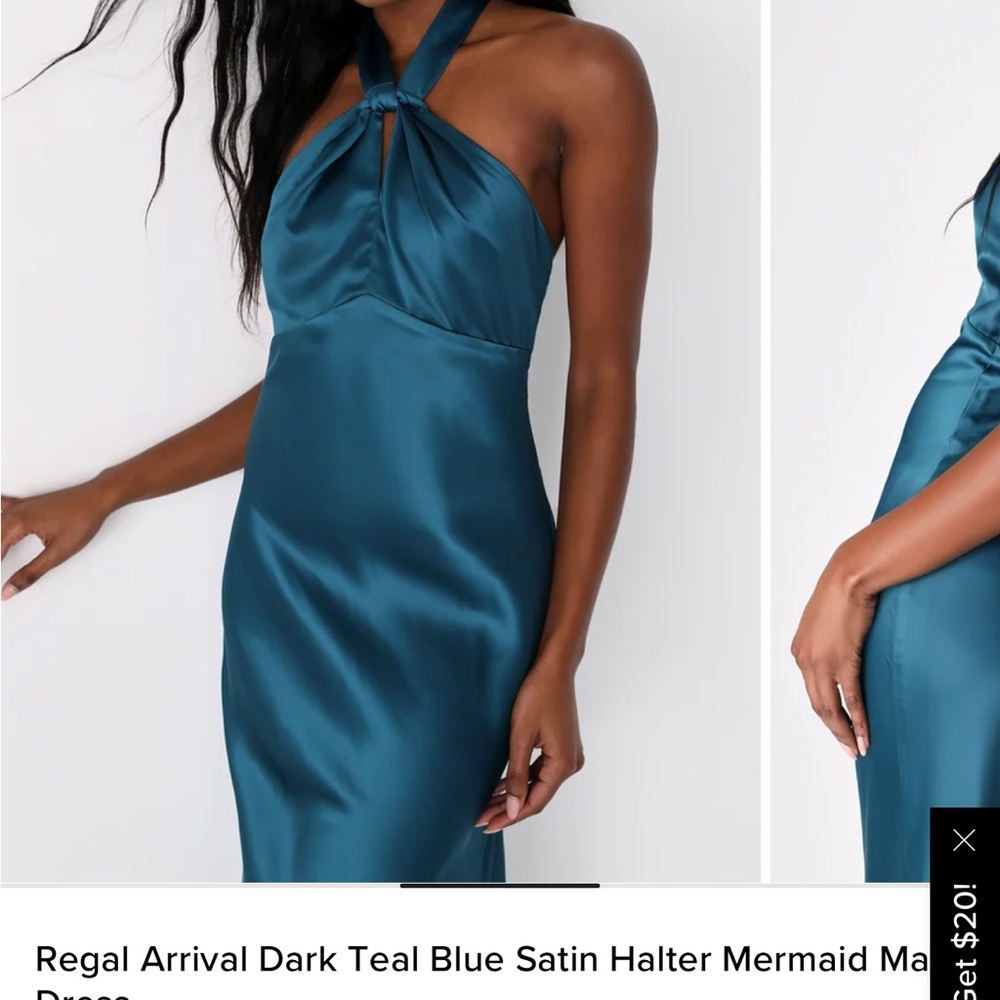 Brand new in bag never opened LULUs dark teal halter dress never worn size xs